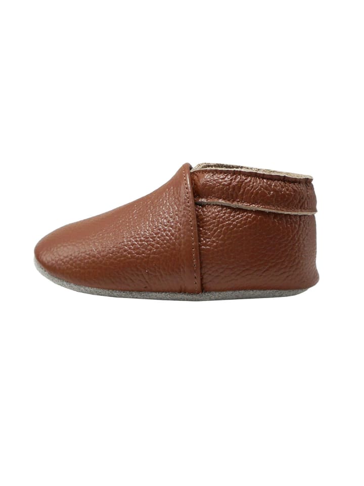 Yalion Leder-Krabbelschuhe in Dunkelbraun günstig kaufen