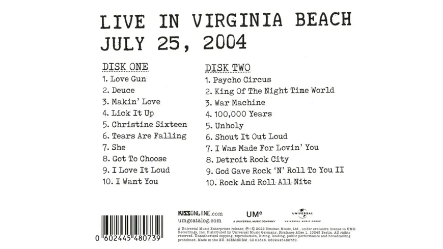 Kiss Off The Soundboard:Live In Virginia Beach 2CD