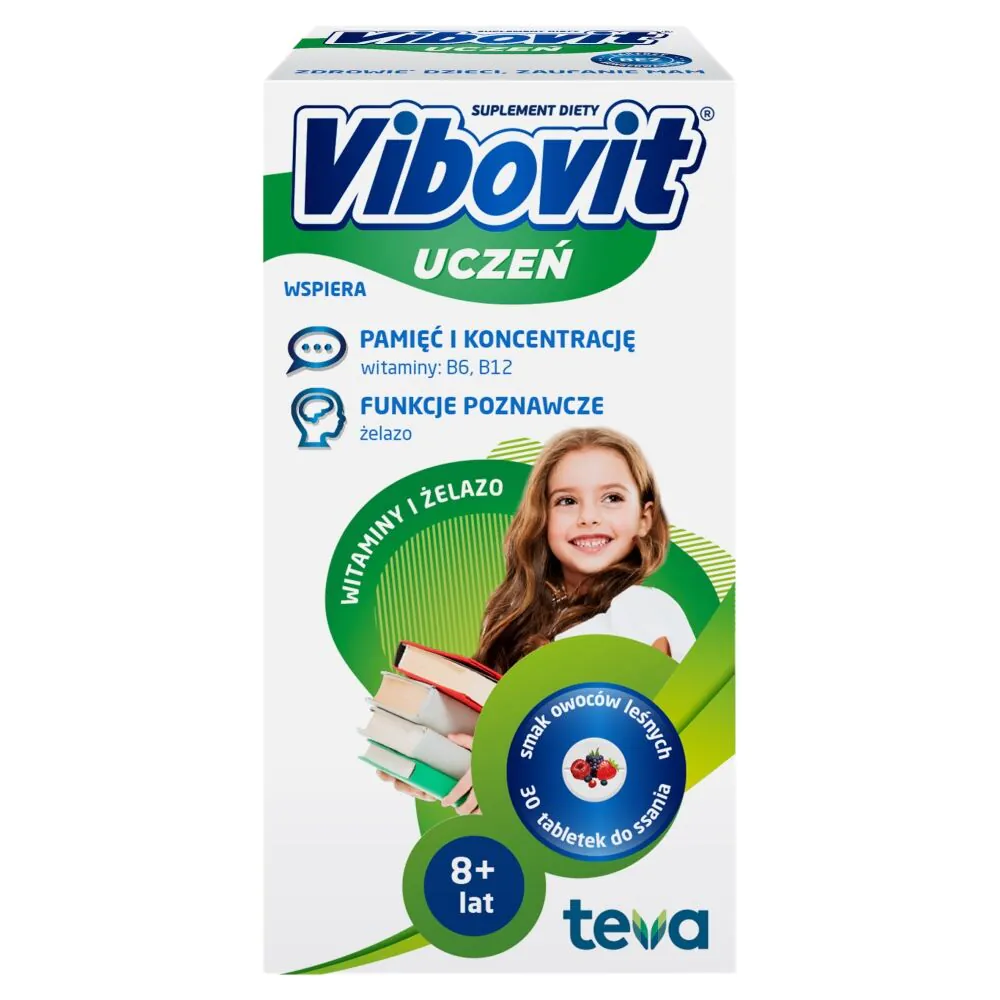 „Vibovit Student“, vitaminai + geležis, miško uogų skonio pastilės