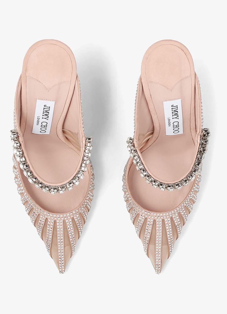 Ciabatte Jimmy Choo Bing 100 in pelle scamosciata di capra con cristalli