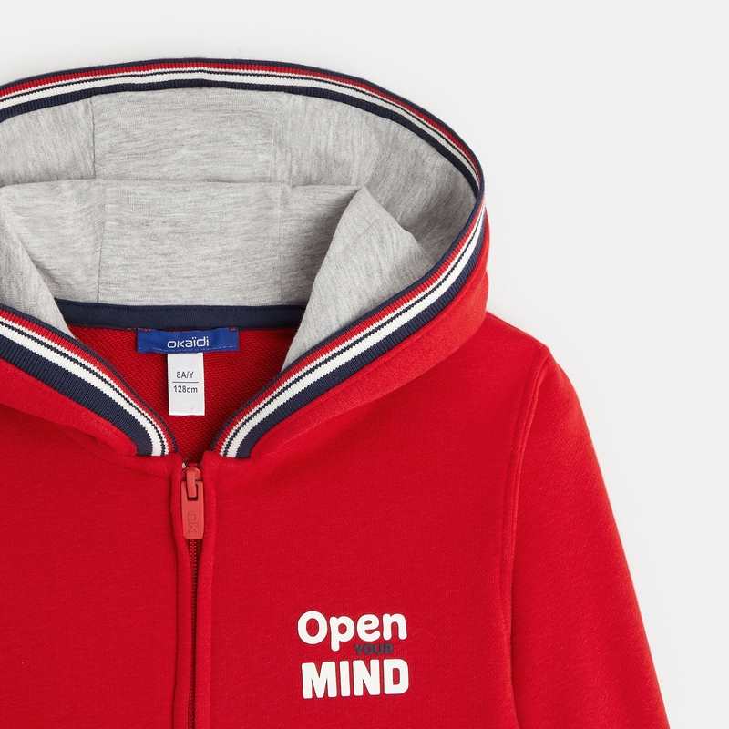 Sweat-shirt à capuche open mind rouge garçon