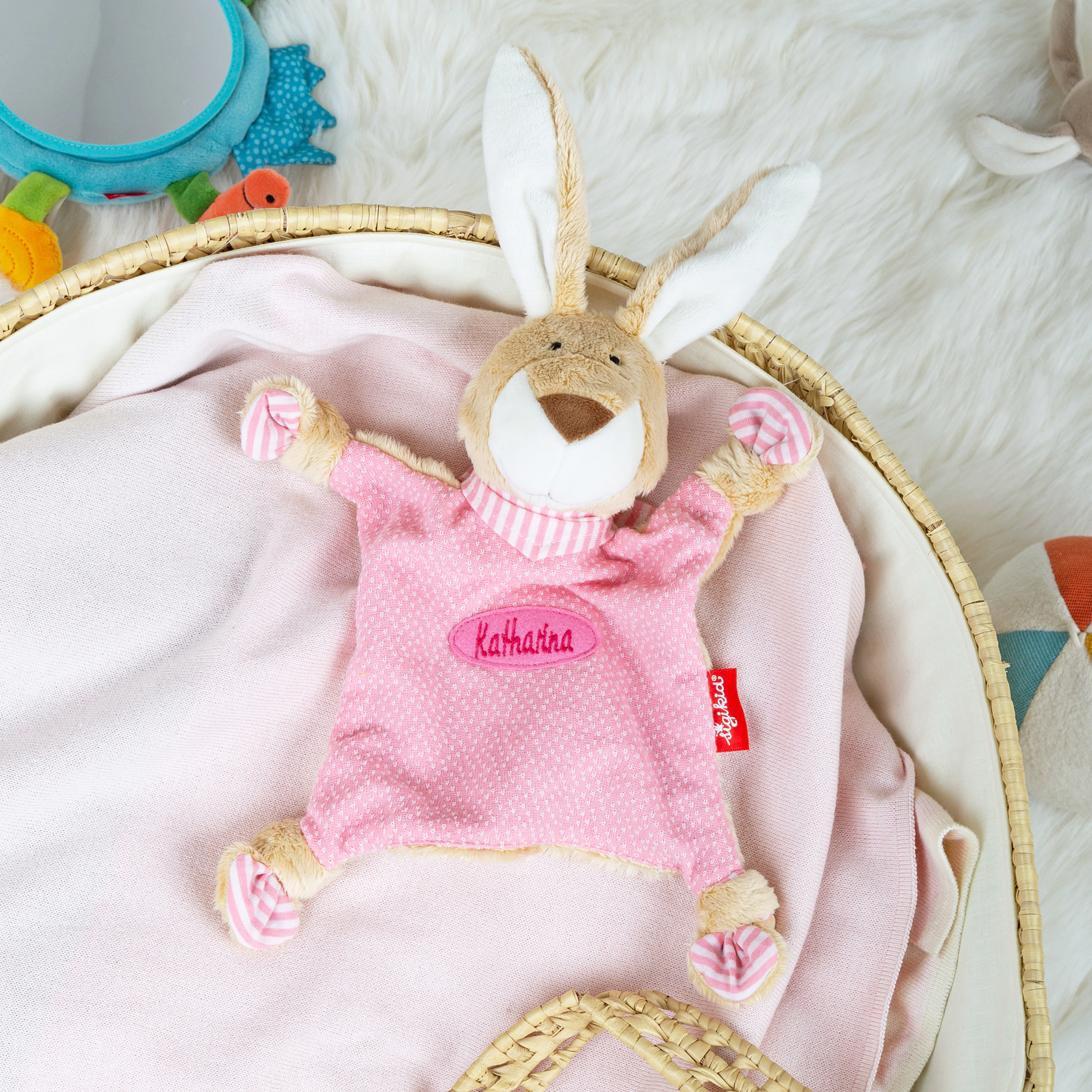 Namensschnuffeltuch Hase rosa