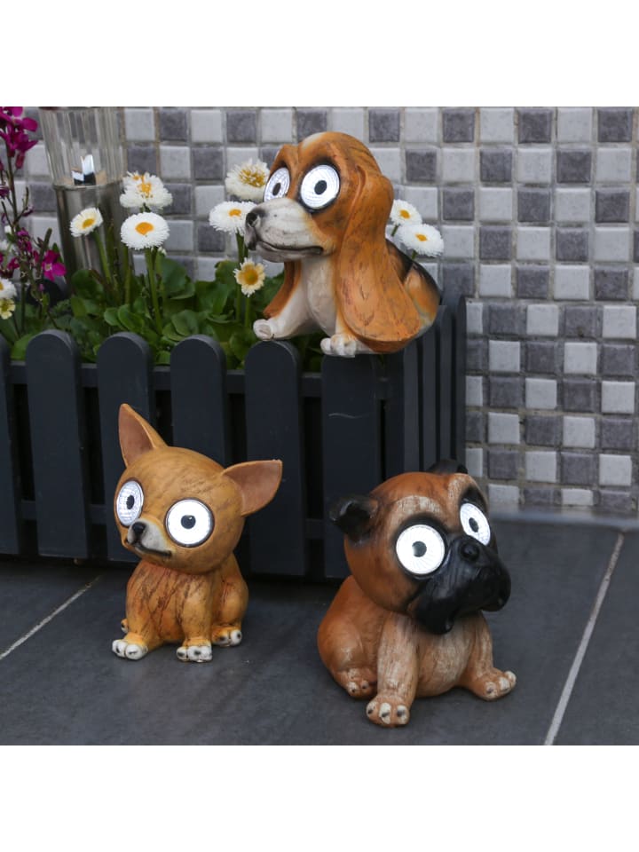 MARELIDA LED Solar Gartenfigur Hund Kira in braun - H: 11cm günstig kaufen onesize