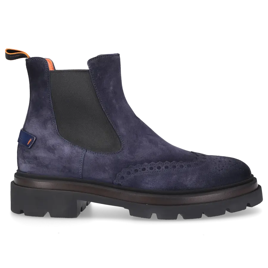 Santoni - Chelsea Boots 17701 Veloursleder - blau