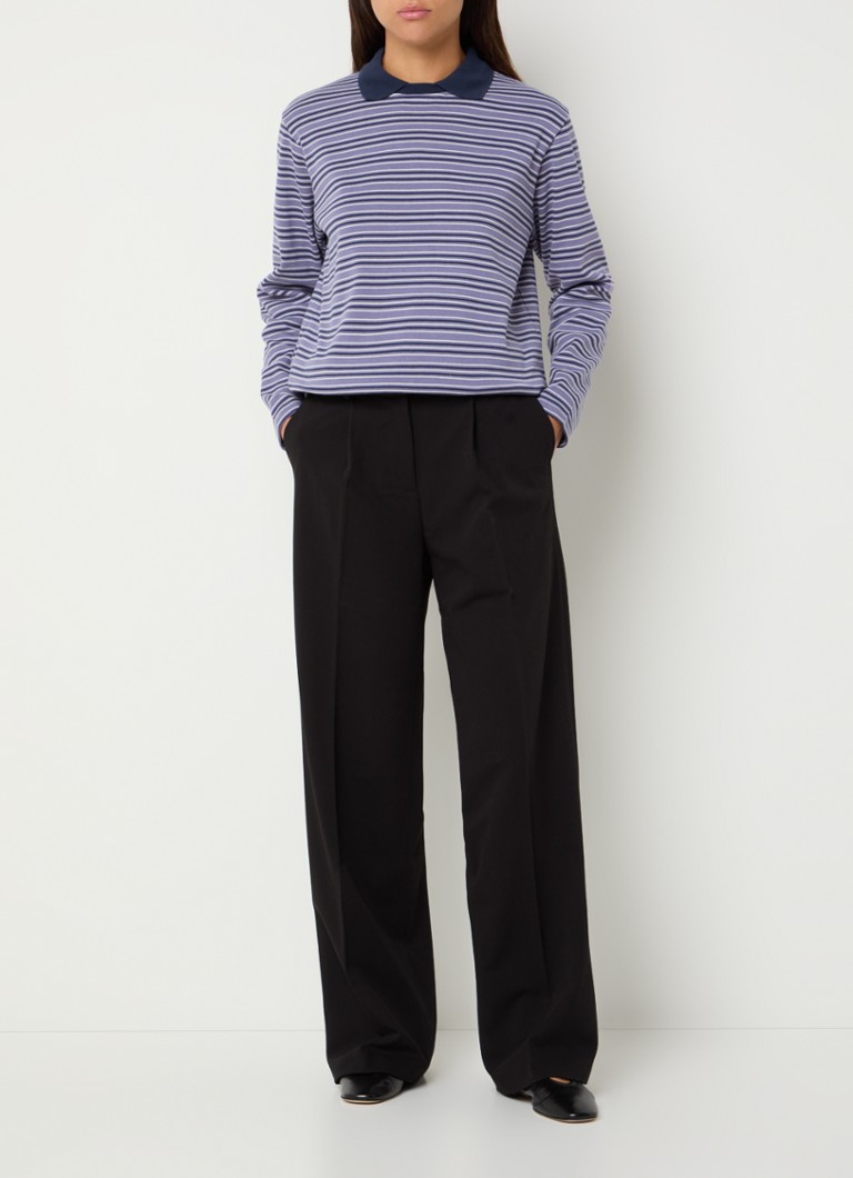 Camicia a maniche lunghe OLAF a righe con colletto polo