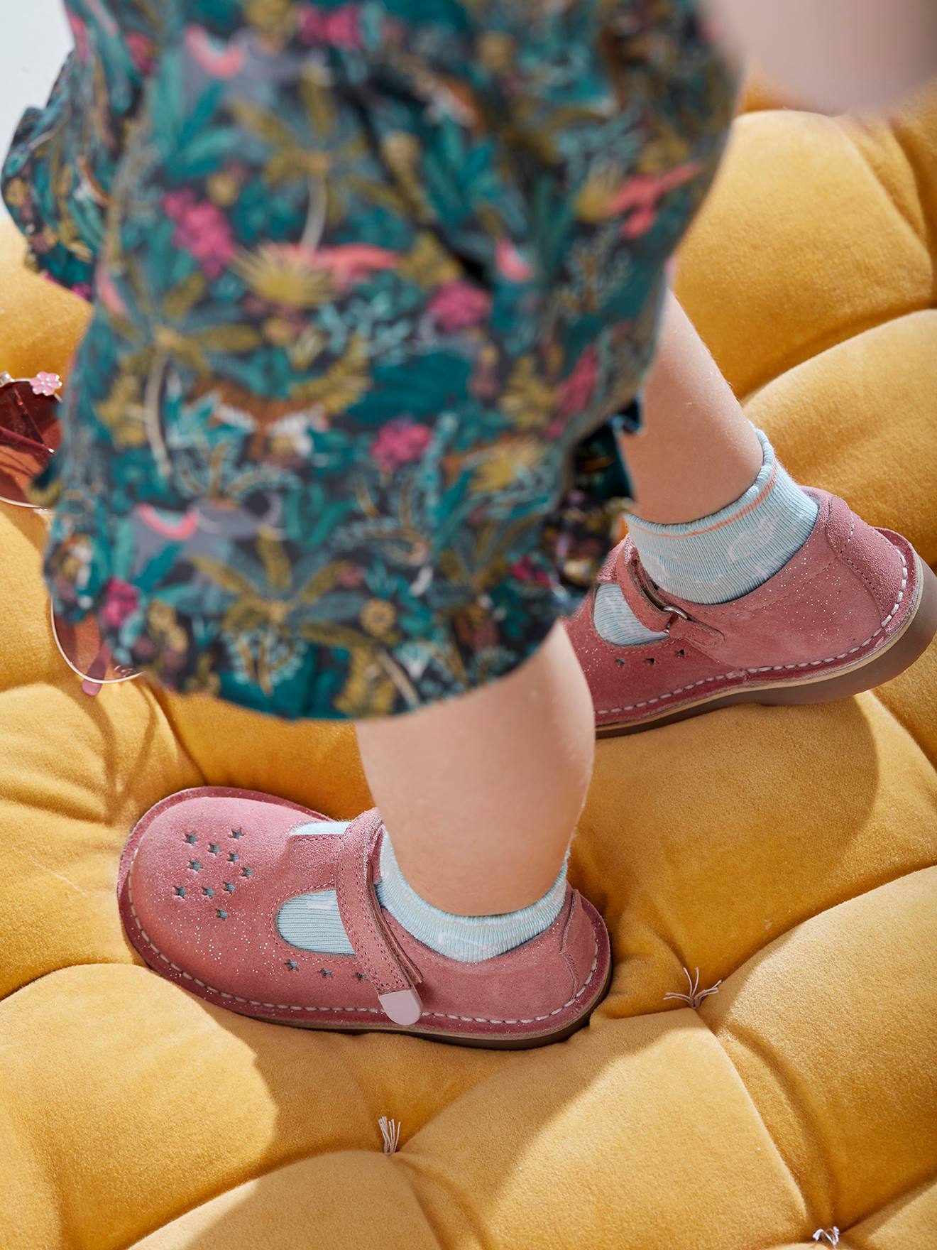 Salomés cuir fille collection maternelle dorée