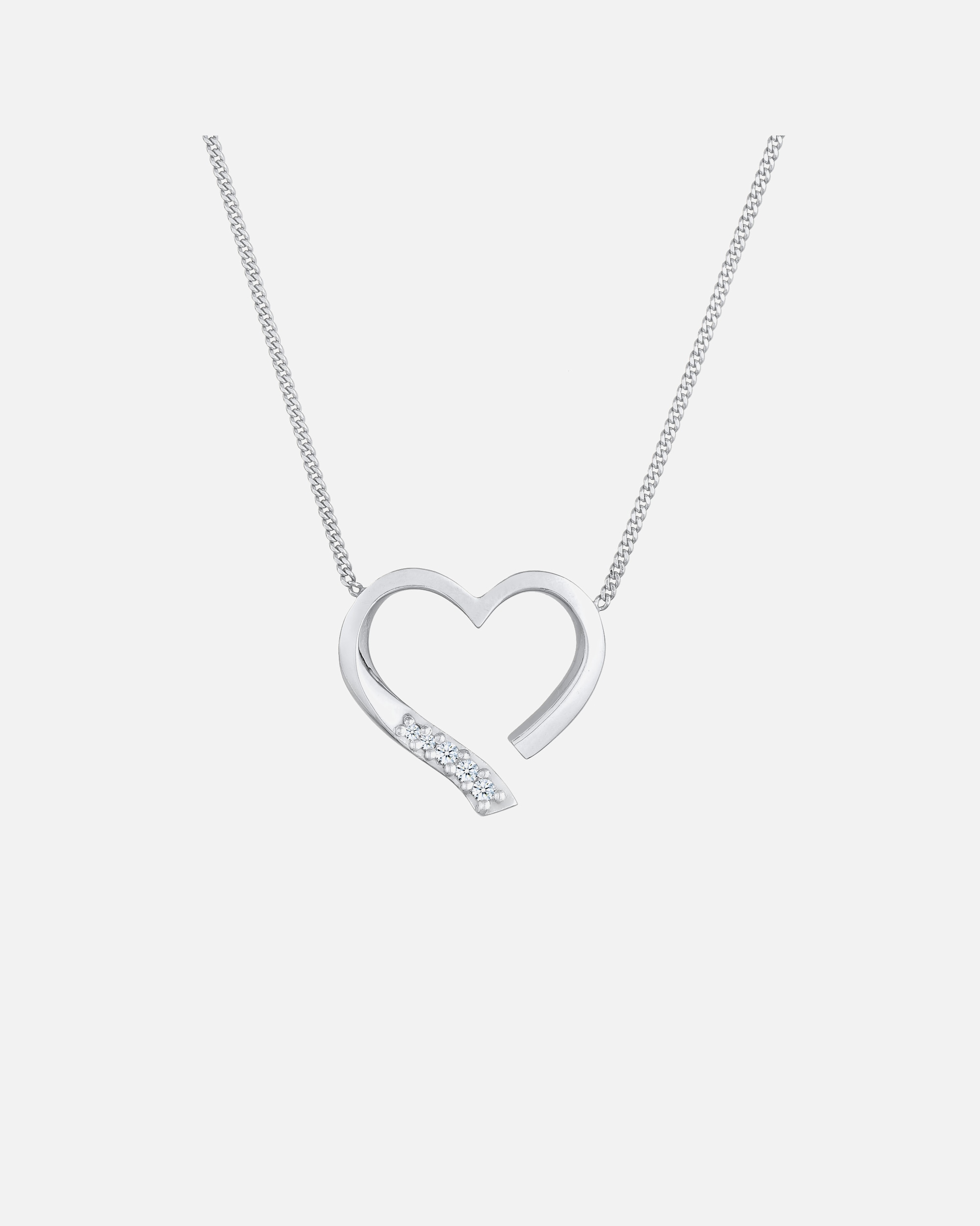 Elli DIAMONDS Hjertevedhæng til kvinder, Feminin kærlighed med diamant (0,055 ct.) i 925 sterlingsølv