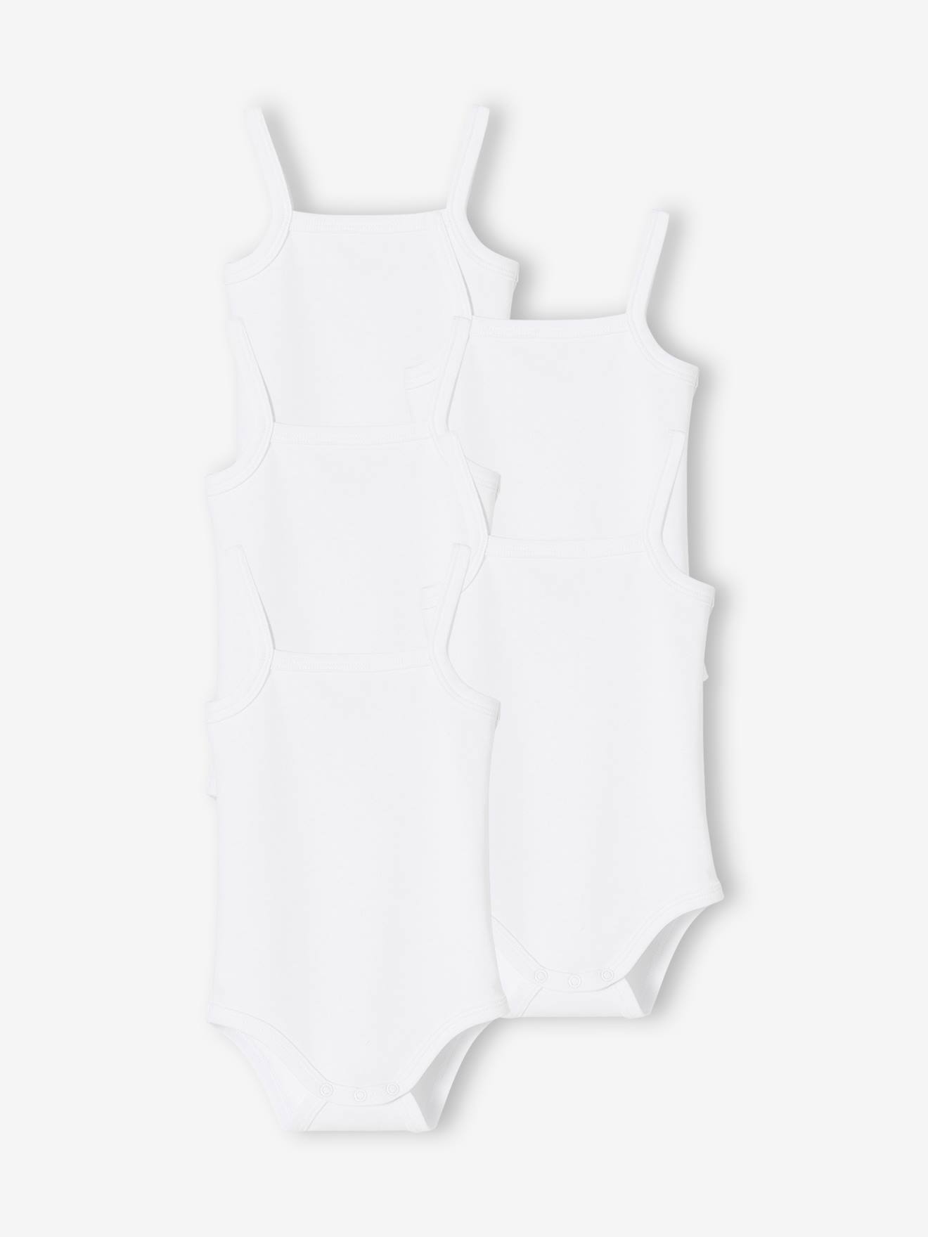 Lot de 5 bodies fines bretelles bébé en interlock BASICS lot blanc