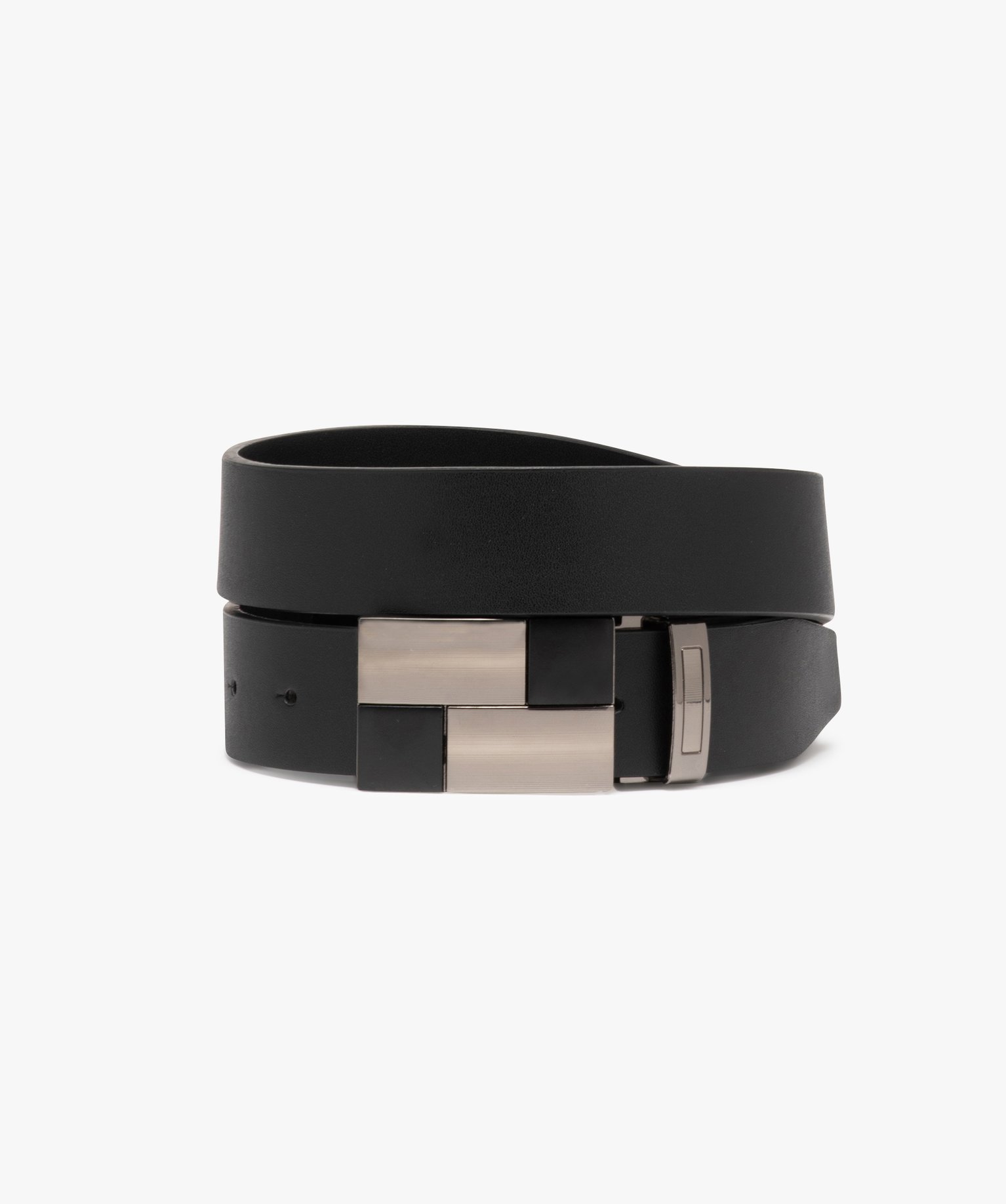 Ceinture unie avec boucle plate fantaisie homme noir | GEMO