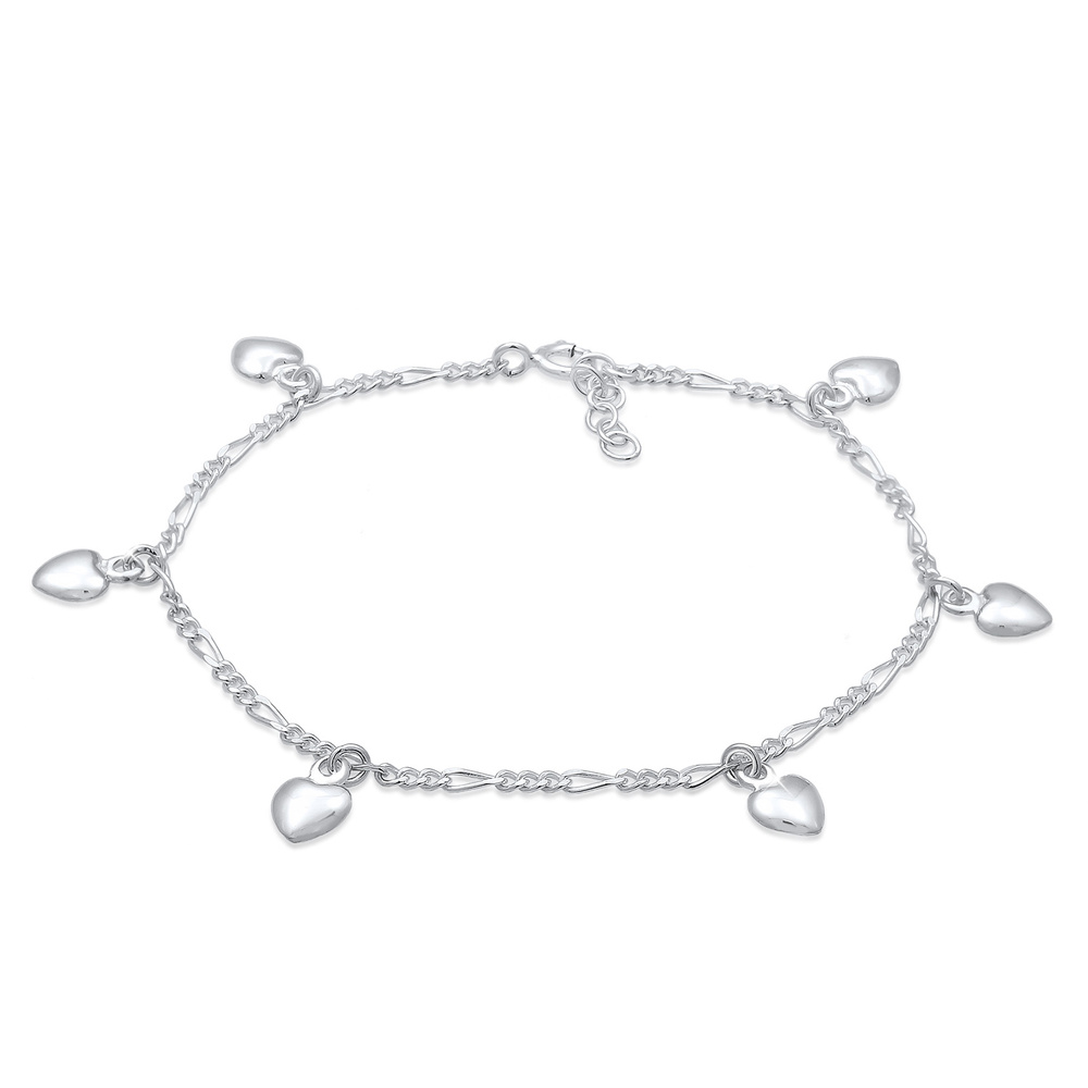 Elli Elli Bracelet Bettelarmband Figaro Herz Anhänger 925er Silber Bracelet