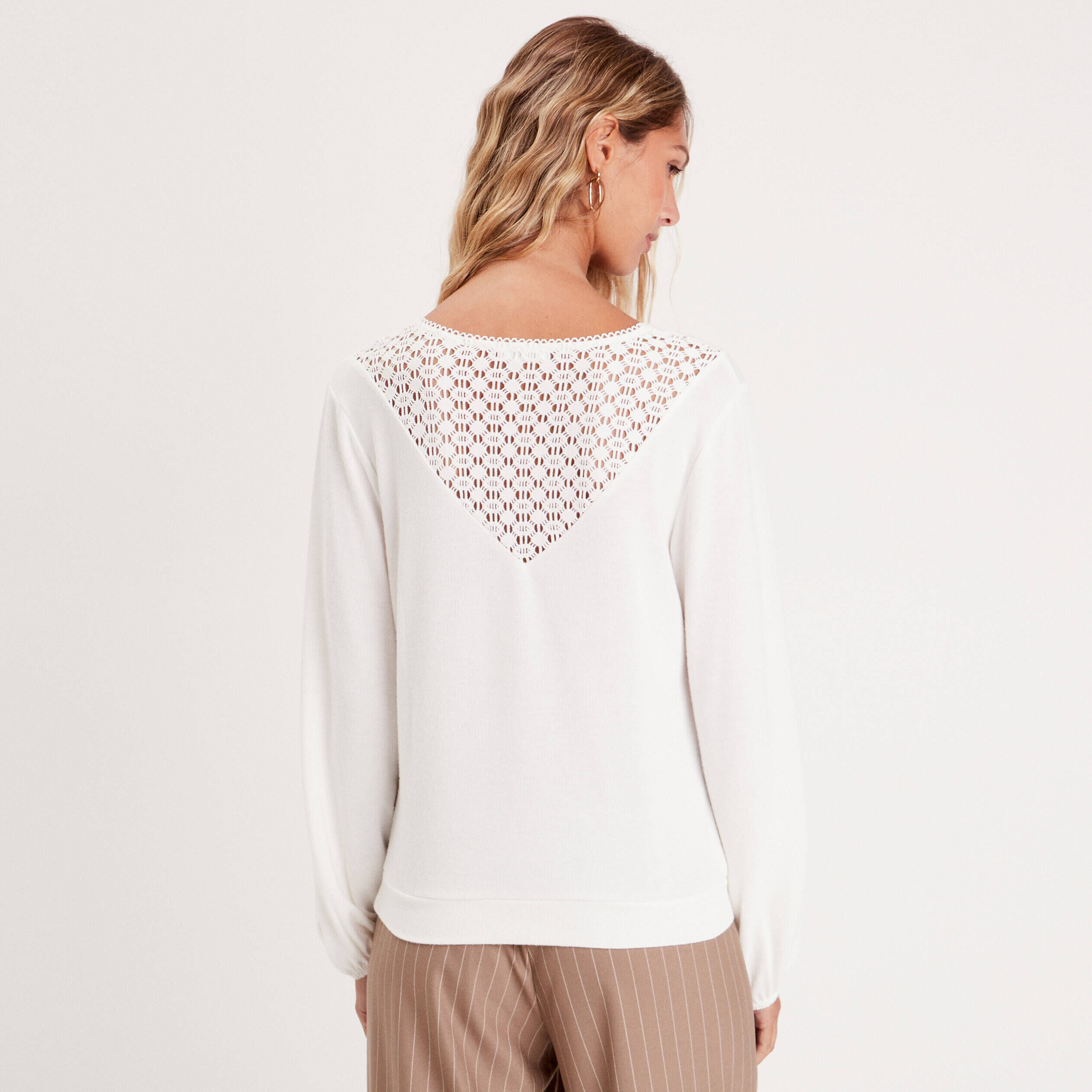 T-shirt manches longues blanc femme | Cache Cache