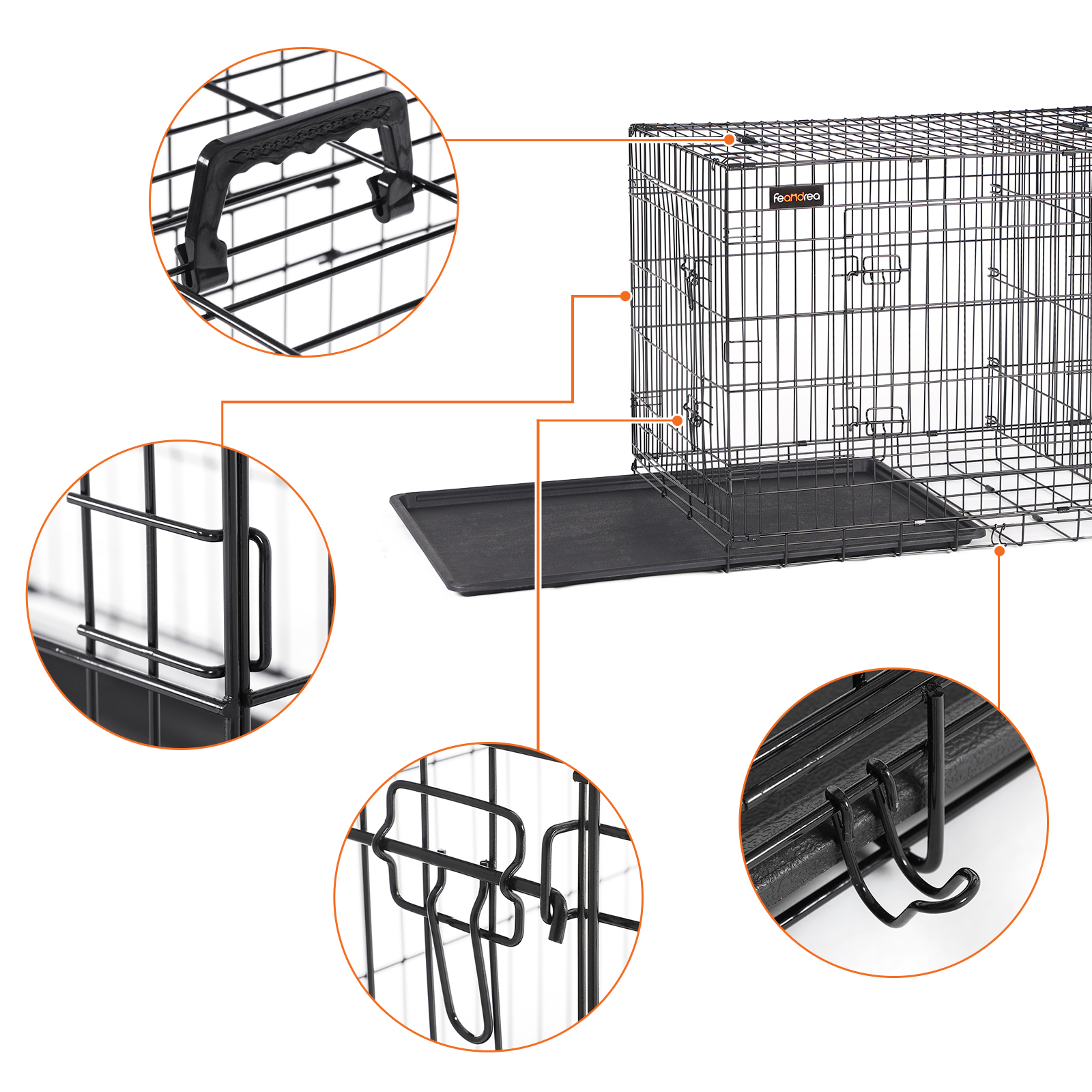 FEANDREA Transportboxen & Gitterboxen FEANDREA Hundekäfig mit Trennwand