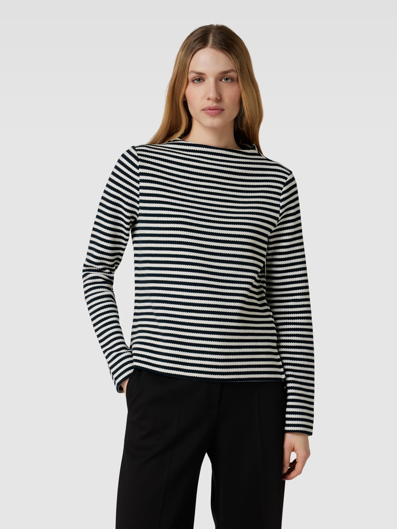 Sweatshirt mit Streifenmuster Modell 'Gemusa' in marineblau