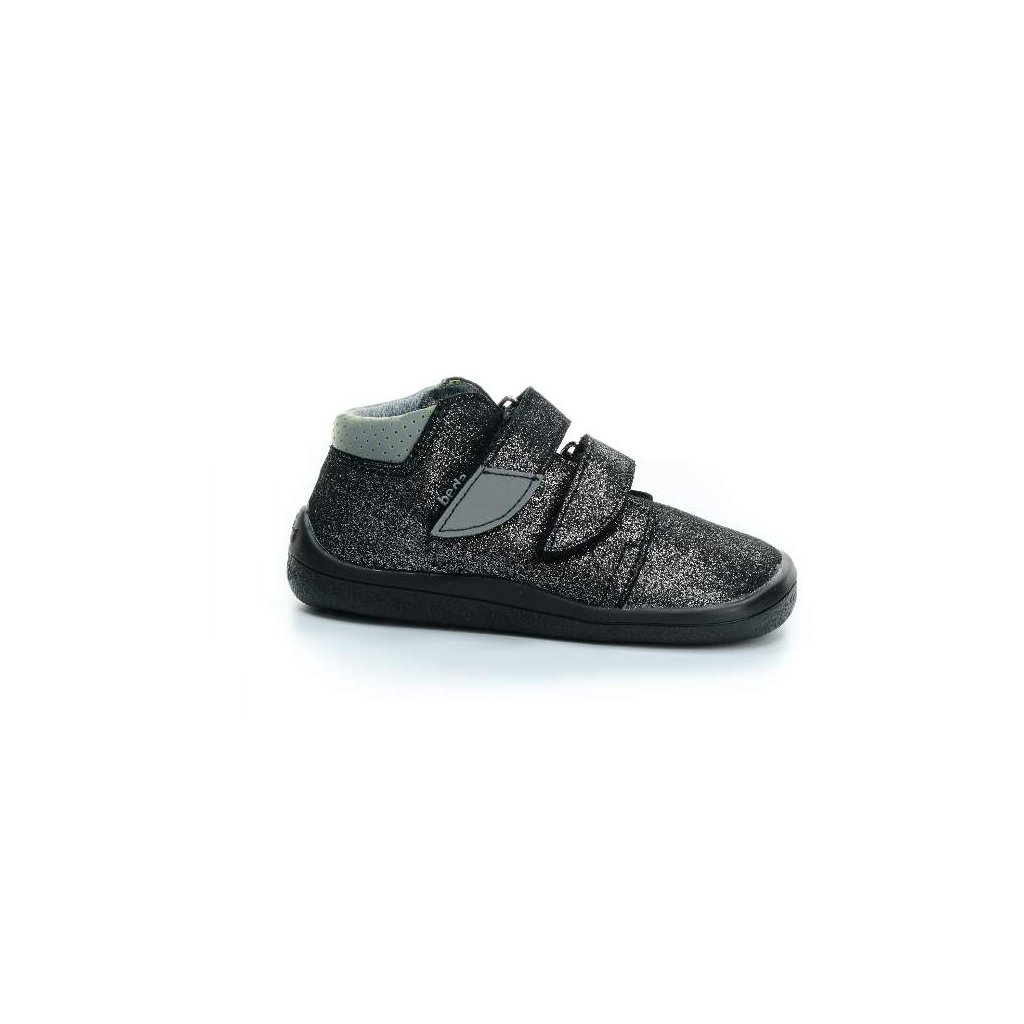 Beda Black Shine mit Membran (BF 0001/W/M/2/FW) schwarze Barfuß-Stiefeletten