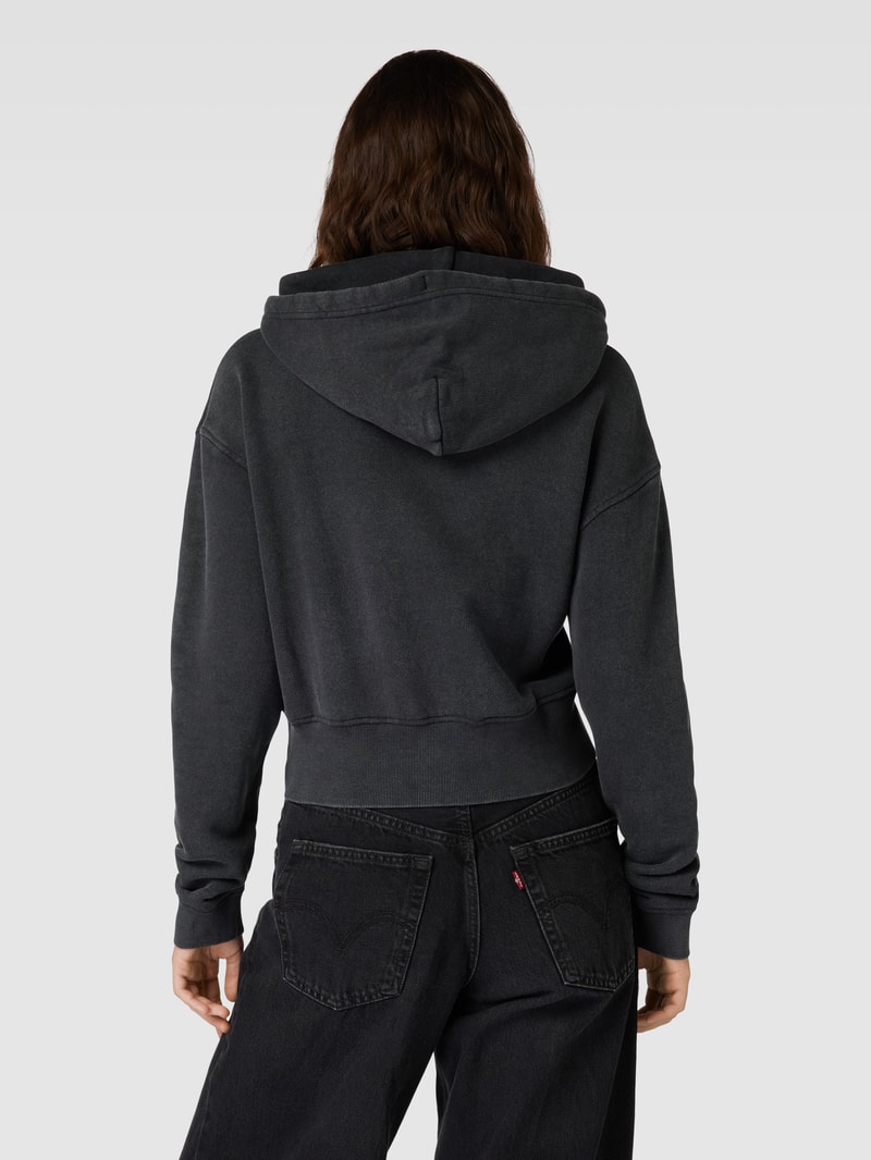 Cropped Hoodie mit Kapuze in schwarz