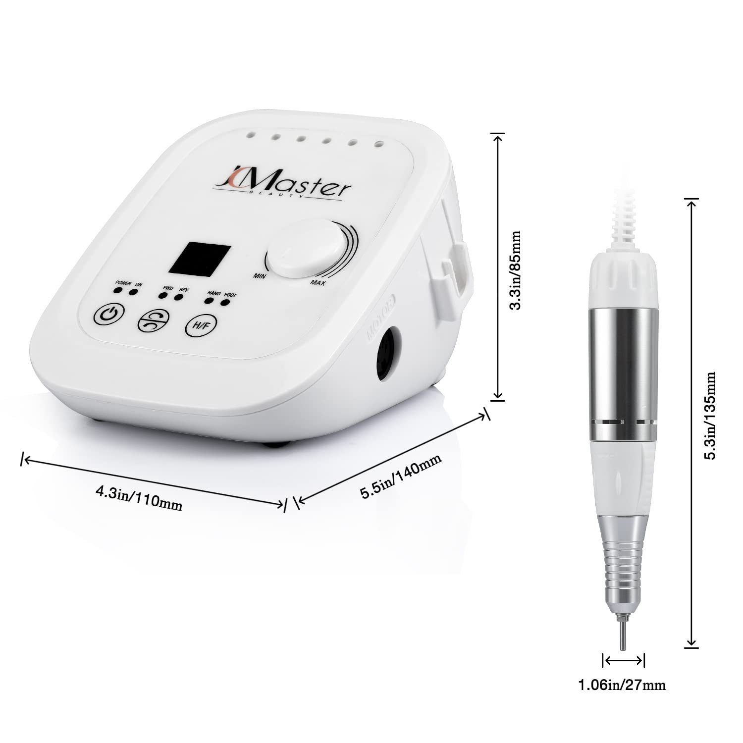 JCMaster Maniküre-Pediküre-Set, Touch Nagelfräser mit Fußpedal inkl 6xBits