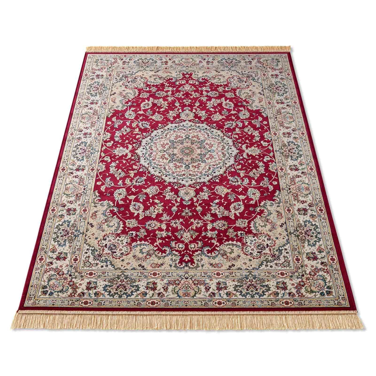 Teppich Palazzo Royal Täbriz, TaraCarpet, rechteckig, Höhe: 6 mm, Täbriz Seiden Optik rot Wohnzimmer Schlafzimmer Esszimmer 67x105
