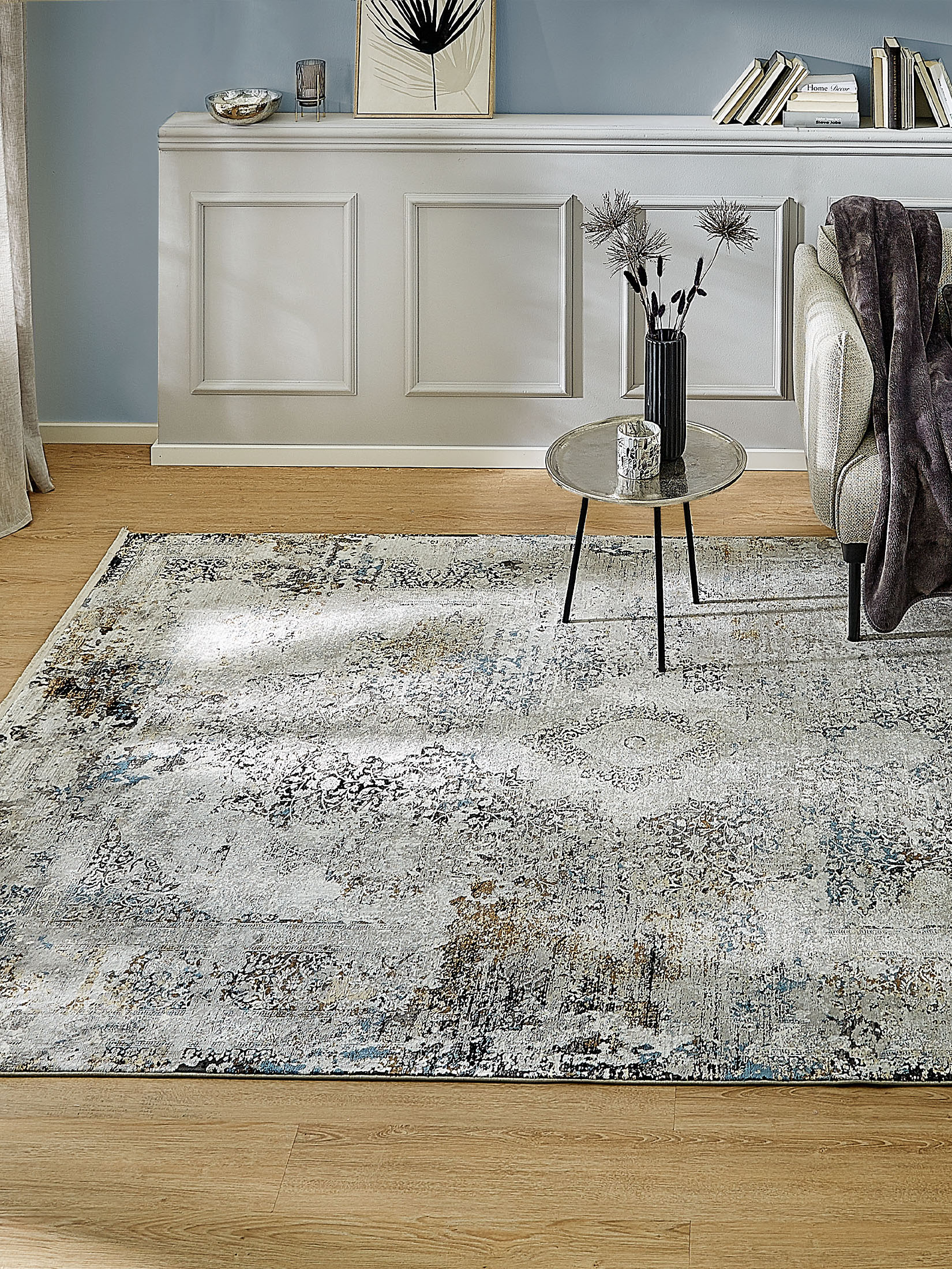 Chalkida Vintage-Teppich, Silber