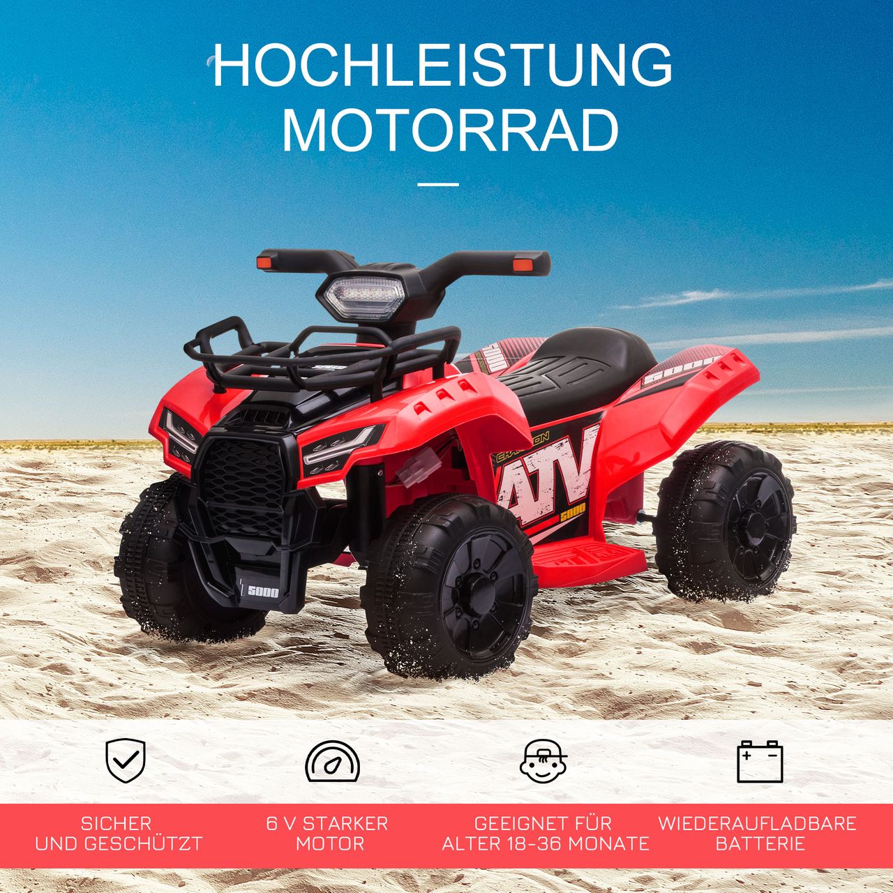 HOMCOM Mini Elektro-Quad Kinder Elektro ATV Kinderwagen Kinderauto Rot