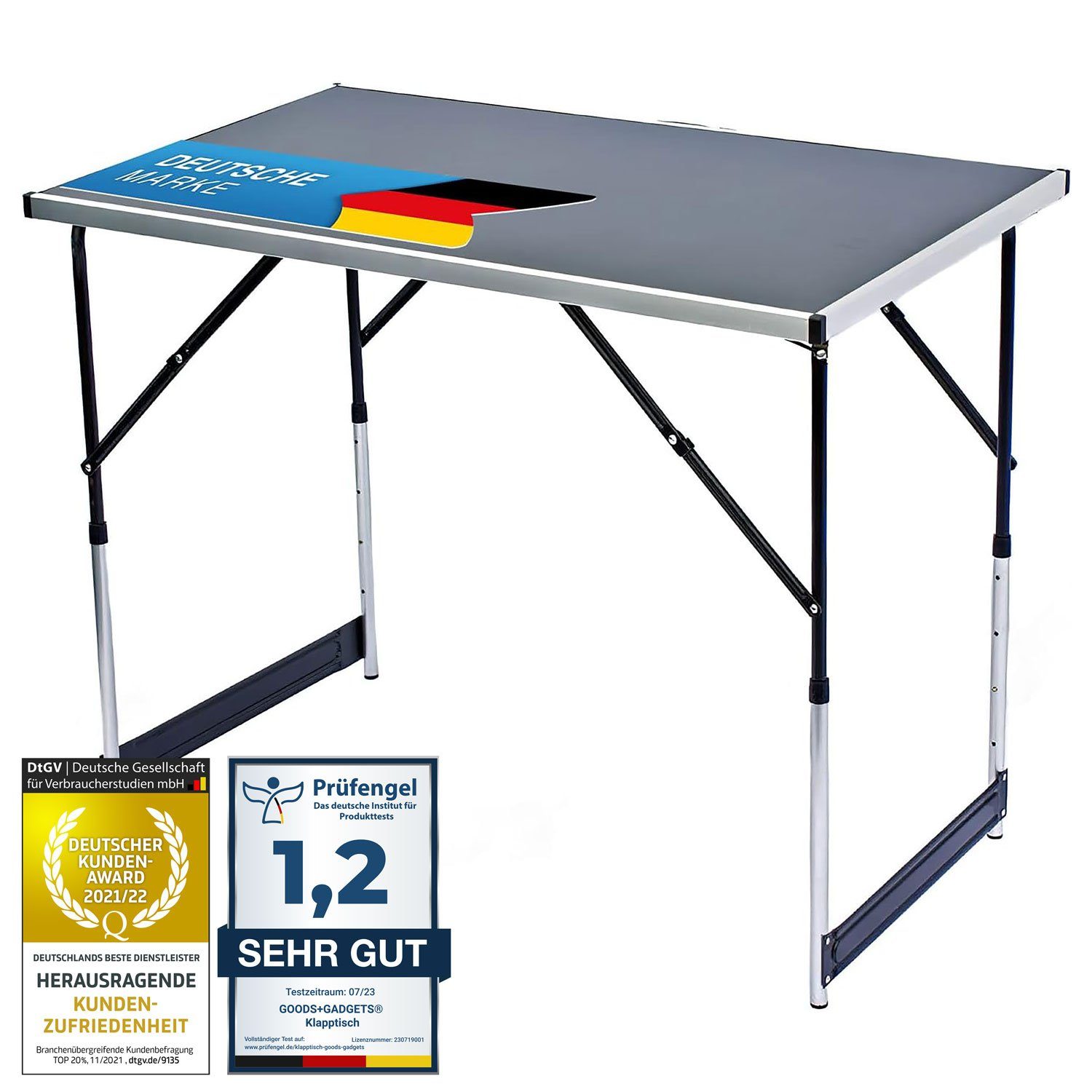 Goods+Gadgets Klapptisch Camping-Tisch Mehrzwecktisch (Markttisch Tapeziertisch), Klappbarer Multifunktionstisch