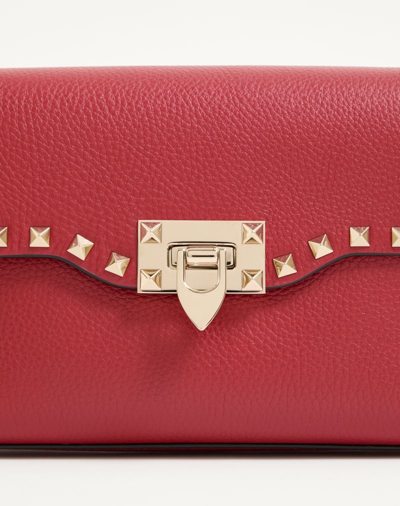 Rockstud lille skuldertaske i kornet kalveskind