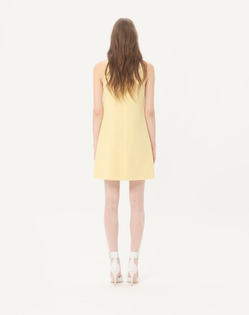 Vestido curto de crepe bordado de alta costura