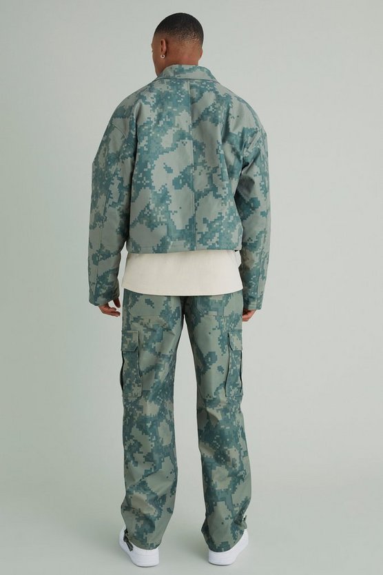 Kastige verpixelte Camouflage Harrington-Jacke
