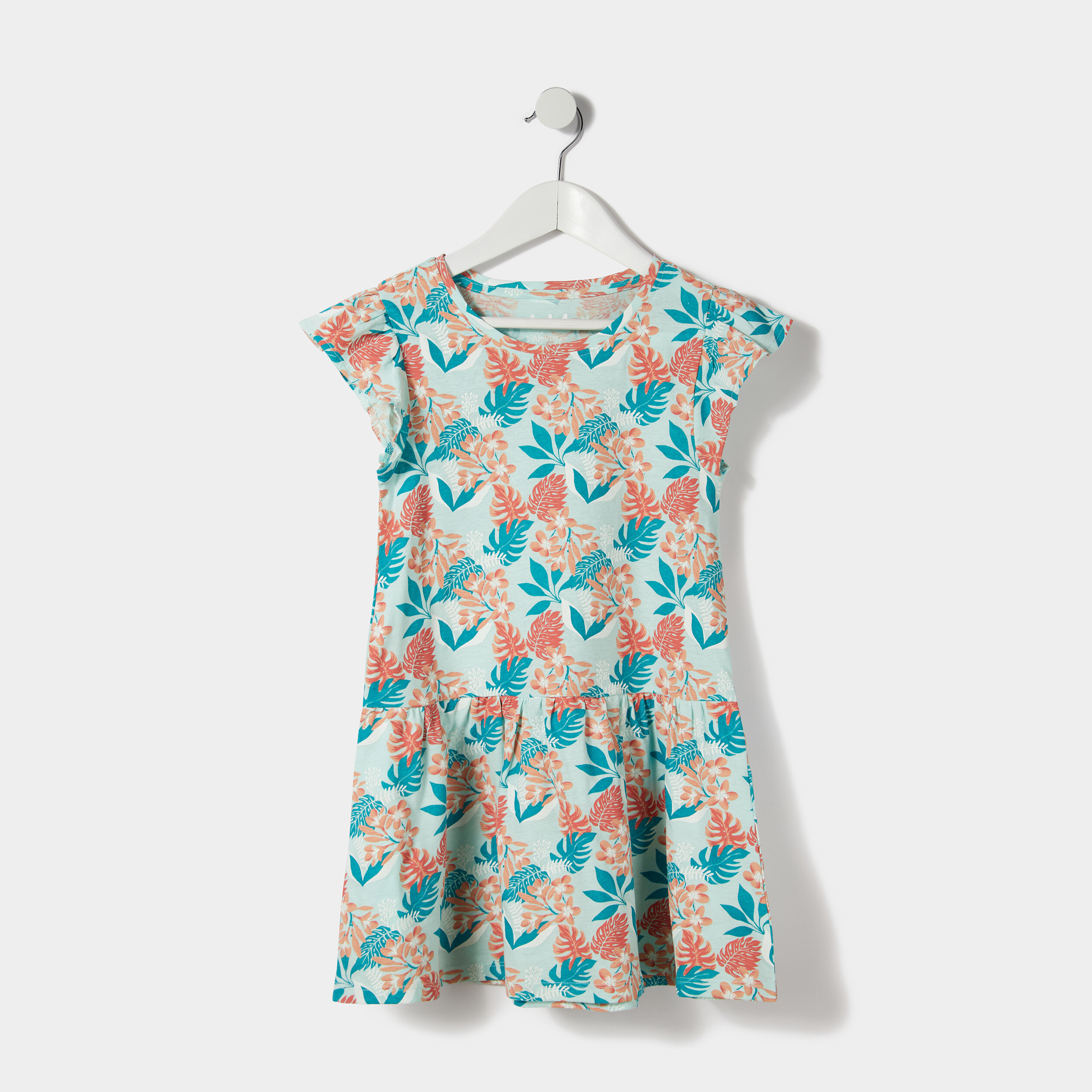 Robe courte évasée à volants bleu turquoise fille | La Halle