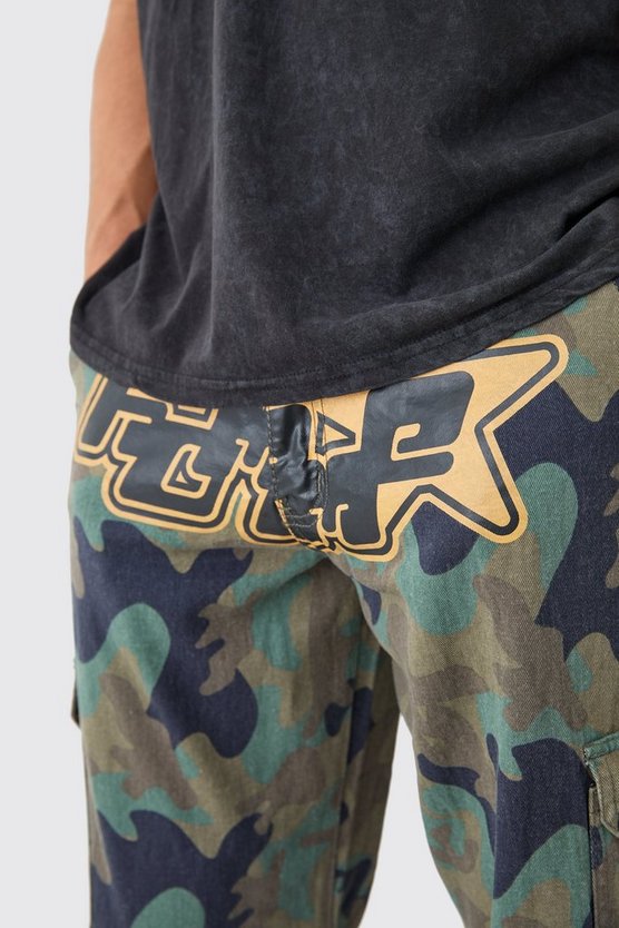 Lockere Camouflage Cargo-Hose mit Print