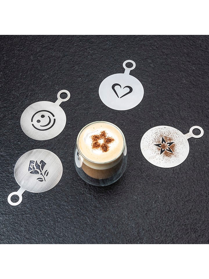 Chefware 4er-Set: Kaffee-Dekorationsvorlagen in Silber - Ø 8,5 cm günstig kaufen onesize
