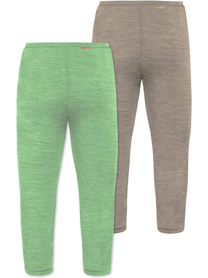 Normani Outdoor Sports 2er Pack Baby Merino Unterhose mit Füßen in Beige/Grün günstig kaufen