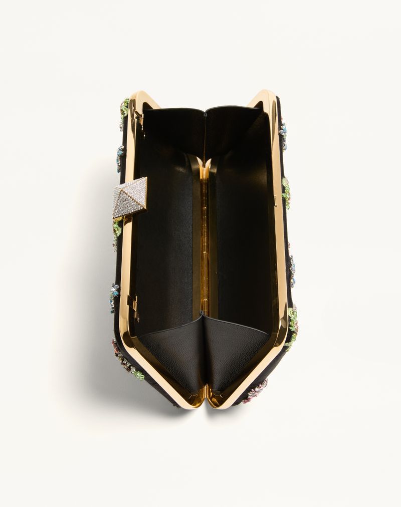 Carry Secrets Satin Minaudiere med Blomsterbroderi