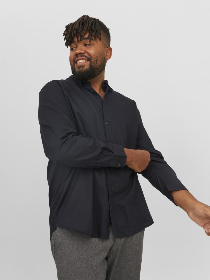 JACK & JONES PLUS Karohemd in Black günstig kaufen
