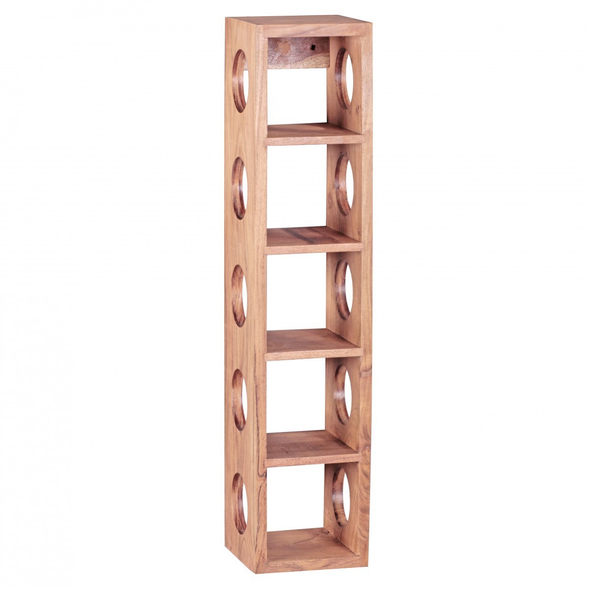 Wohnling Weinregal Massiv-Holz Akazie Flaschen-Regal Wandmontage für 5 Flaschen Holzregal modern mit Ablage 70 cm