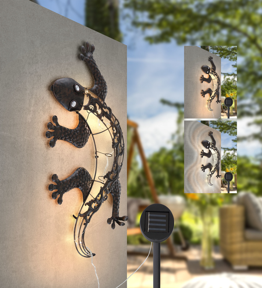 Solarleuchte Gecko bronzefarben