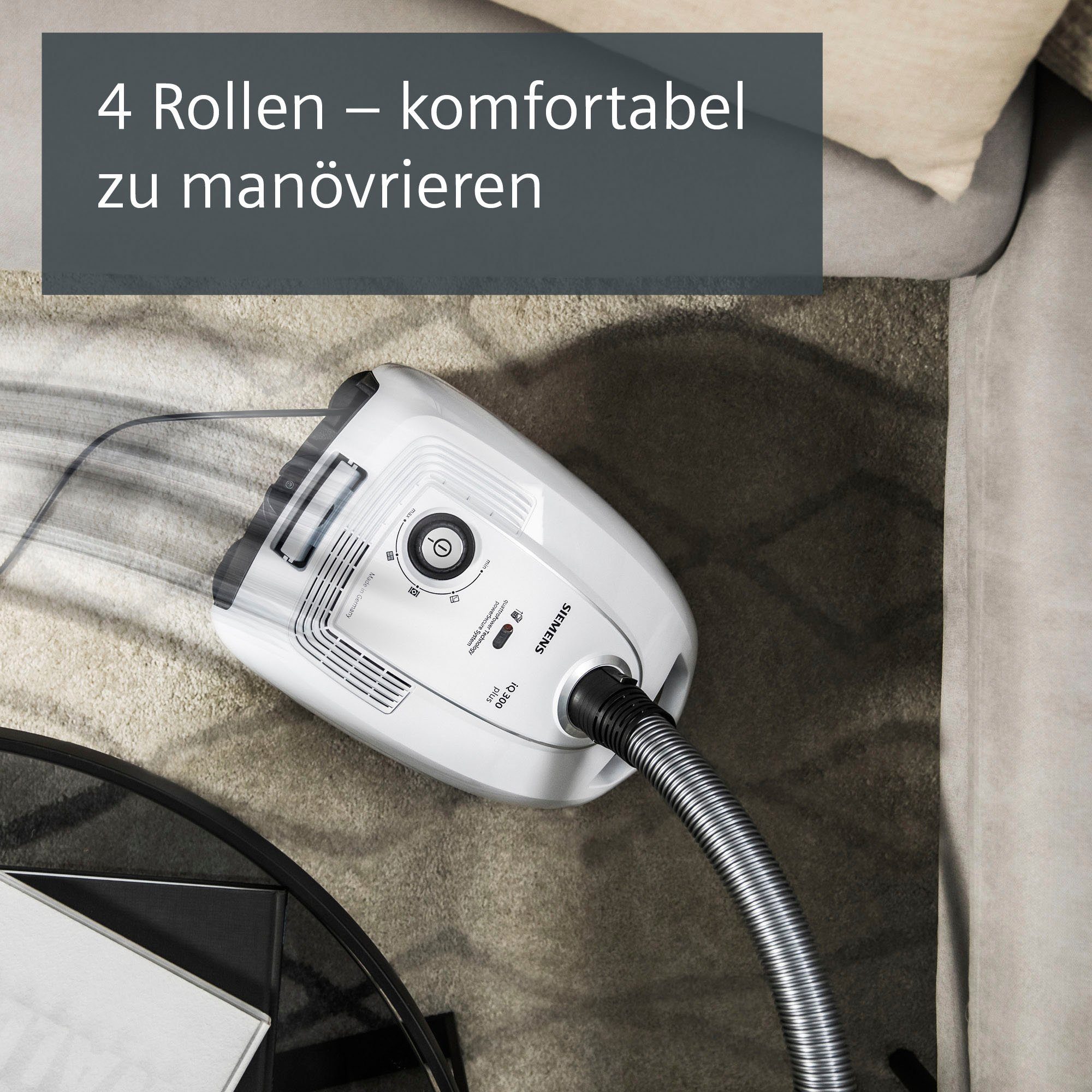 SIEMENS Bodenstaubsauger VSP3T212, 900 W, mit Beutel, weiß-schwarz, inkl. Turbobürste, Fugendüse und XXL-Polsterdüse