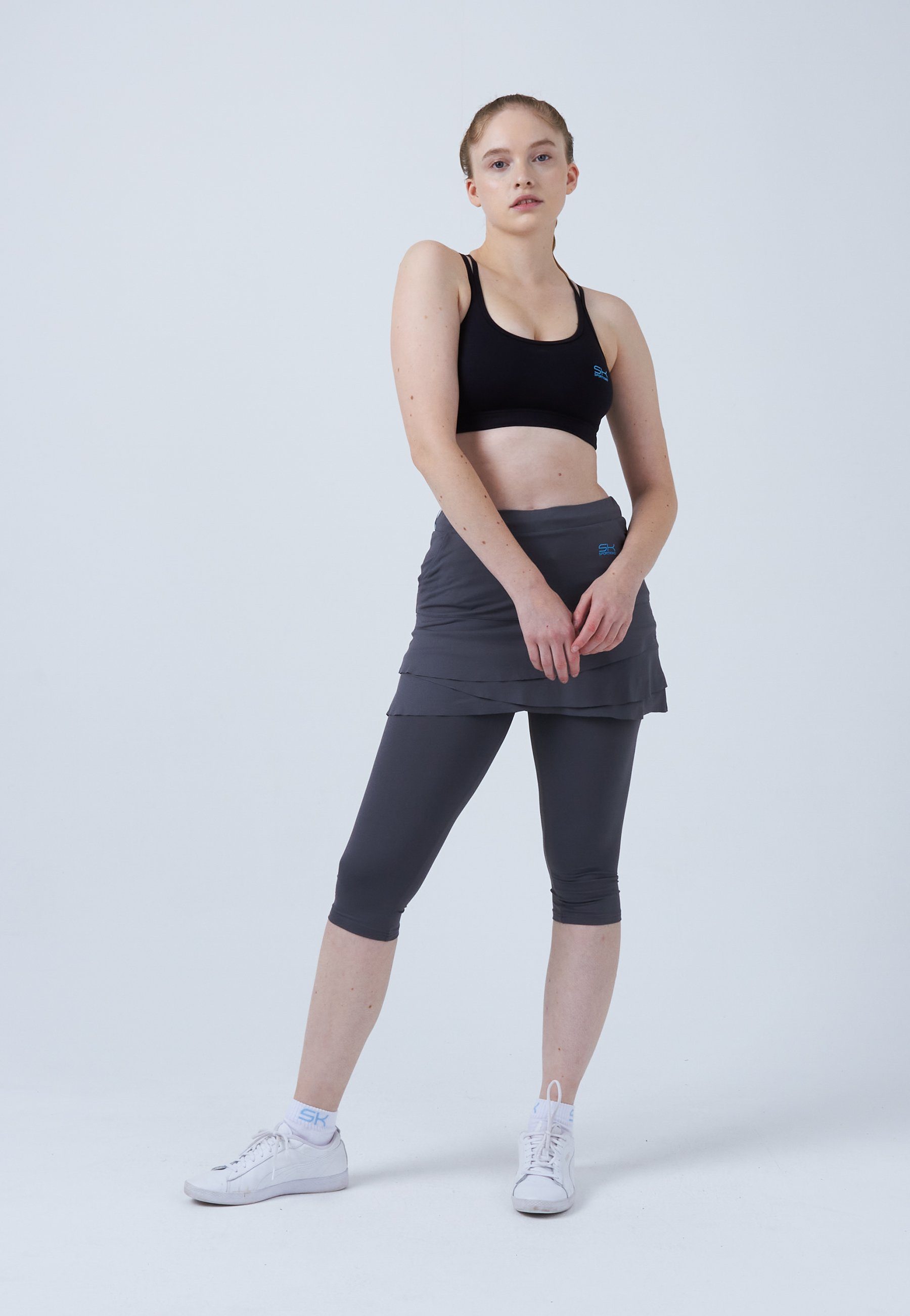 SPORTKIND Tennisrock 2-in-1 Tulip Skort mit Leggings / Skapri Mädchen & Damen grau
