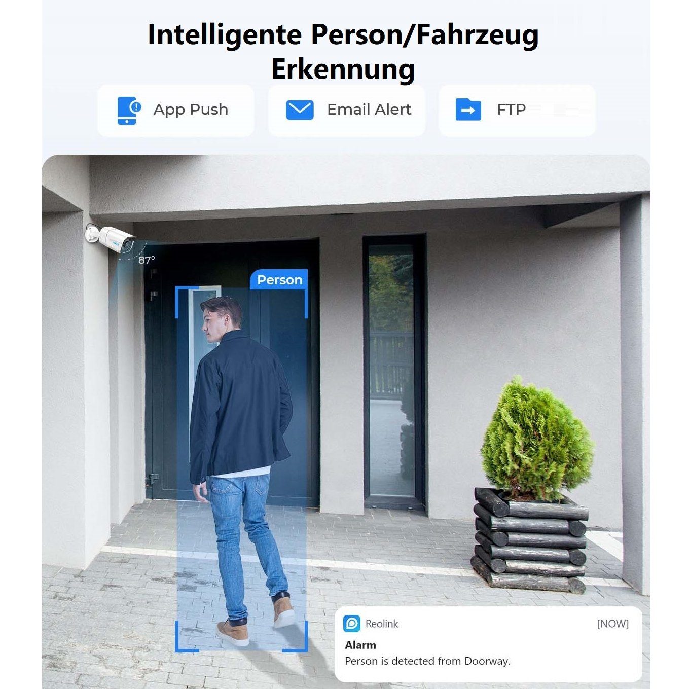 Reolink RLC-810A Überwachungskamera (Außenbereich, Innenbereich, 4K Smarte PoE kamera, Personen-/Fahrzeugerkennung, 8MP IP Kamera mit Audio und Micro SD Kartensteckplatz, 30m IR Nachtsicht, IP66 Wasserfest, Zeitraffer, Smart Home)
