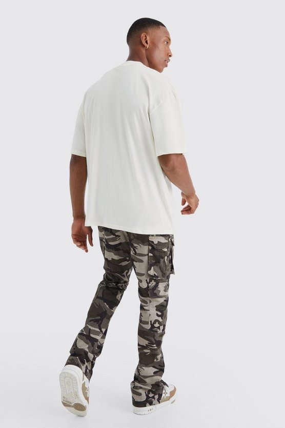 Slim Cargo Camouflage Cargo-Hose mit Druckknöpfen