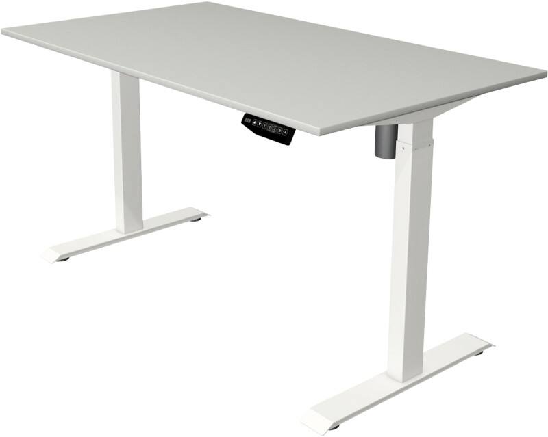 Kerkmann Move 1 Rechteckig Elektronisch Höhenverstellbarer Sitz-Stehschreibtisch Melamin, Stahl Hellgrau, Weiß 1400 x 800 x 1230 mm