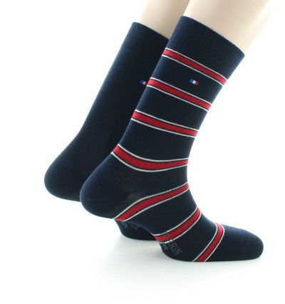 Perrin  Lot de 2 paires de chaussettes homme en coton - Marine Rouge