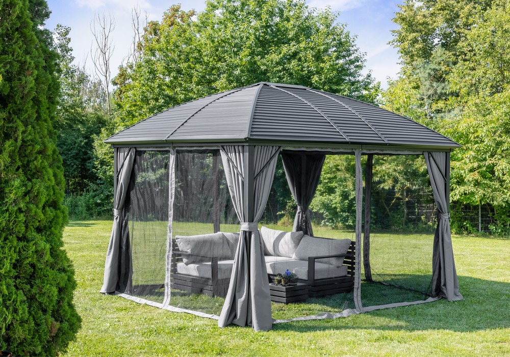 CHILLROI Aluminium XL Pavillon, Terrassenüberdachung, Gartenpavillon, ca. 3 x 3,6 m