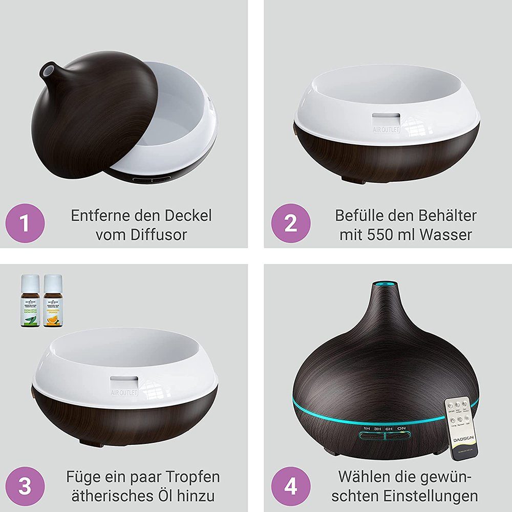 GelldG Luftbefeuchter 400ml Aroma Diffuser für Duftöle, Luftbefeuchter, Raumbefeuchter