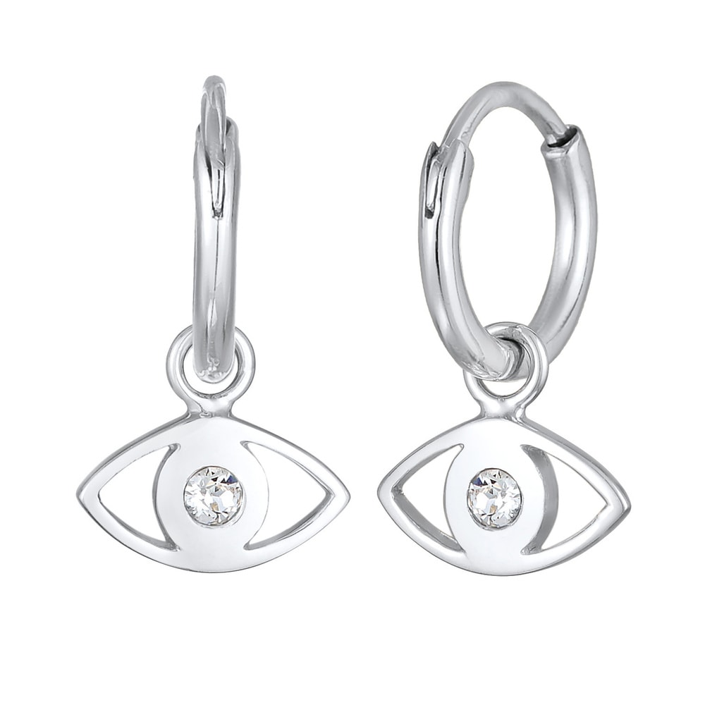Elli Elli Boucles d'Oreilles Femmes créoles mauvais œil symbole avec cristaux en argen Boucles d'oreilles
