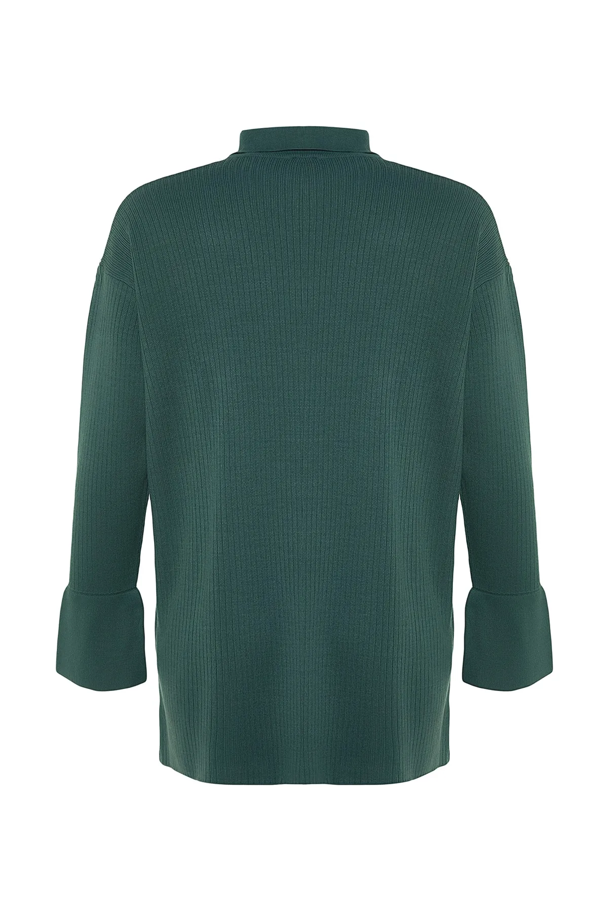 Trendyol Modest  Dunkelgrüne gerippte Strickjacke TCTAW24TH00025