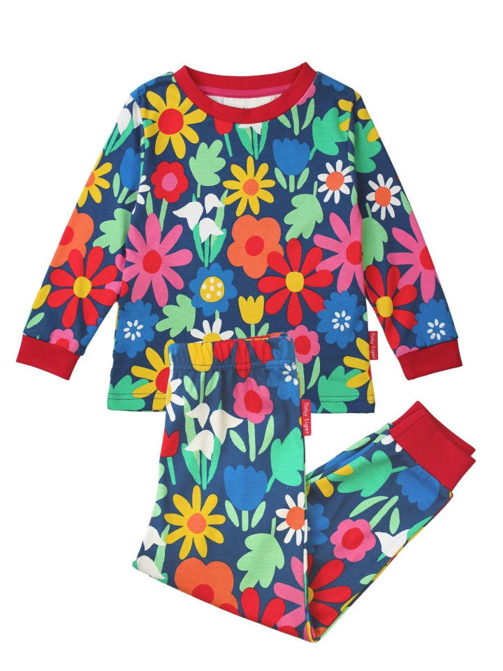 Toby Tiger Schlafanzug mit Blumen Print in bunt günstig kaufen