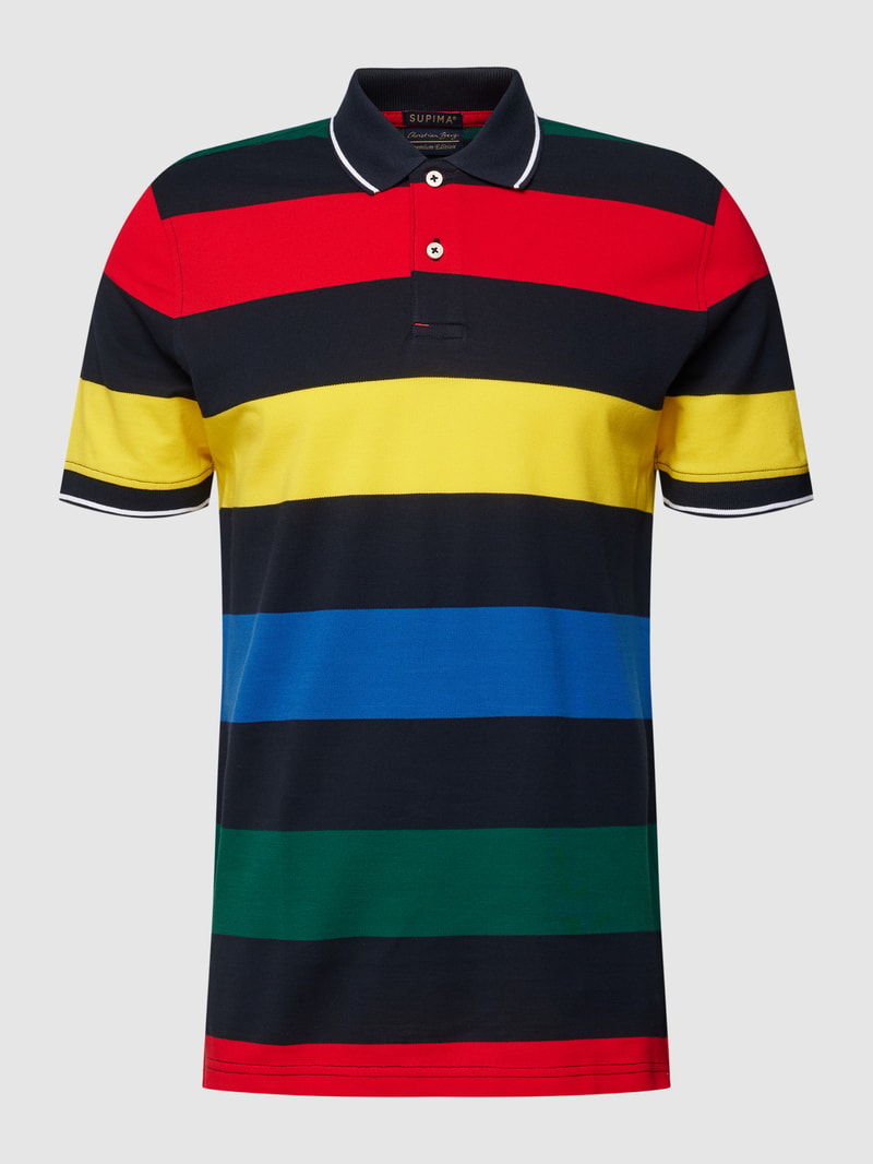 Poloshirt mit Streifenmuster in marineblau