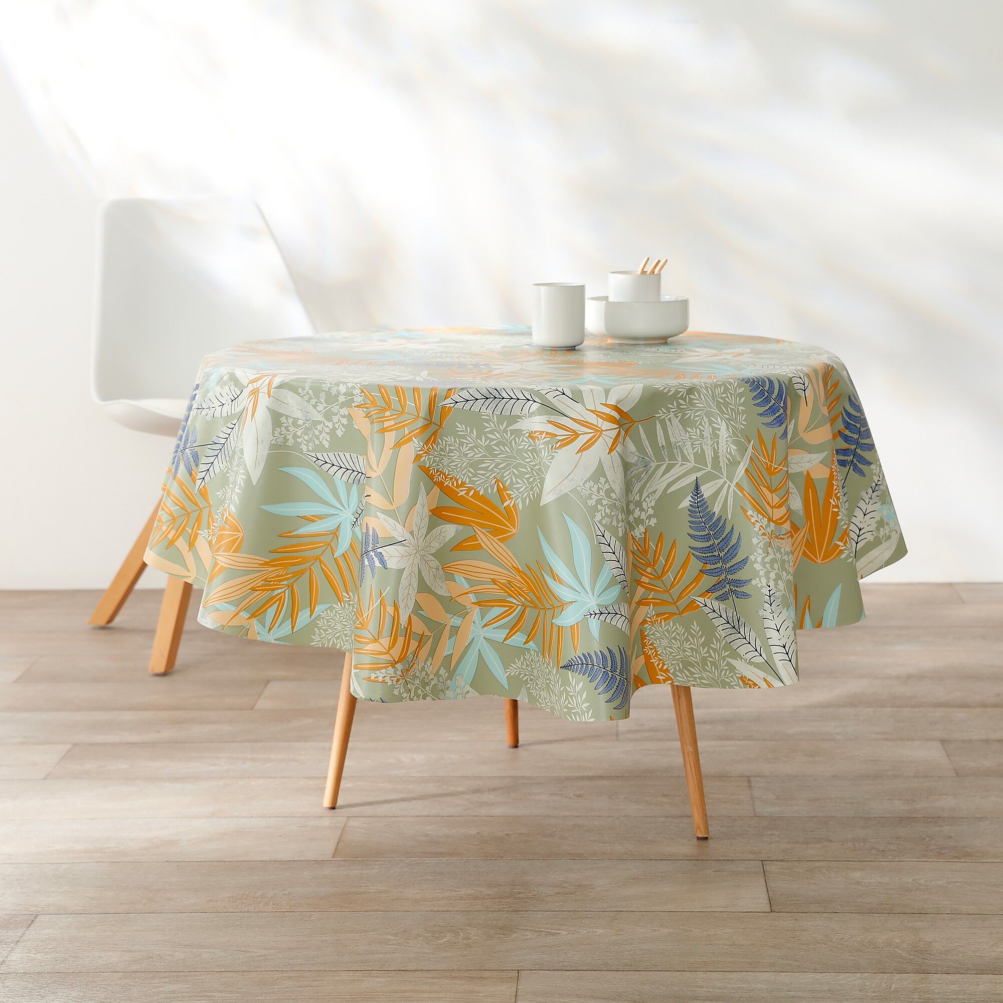 Nappe toile cirée imprimée feuillages