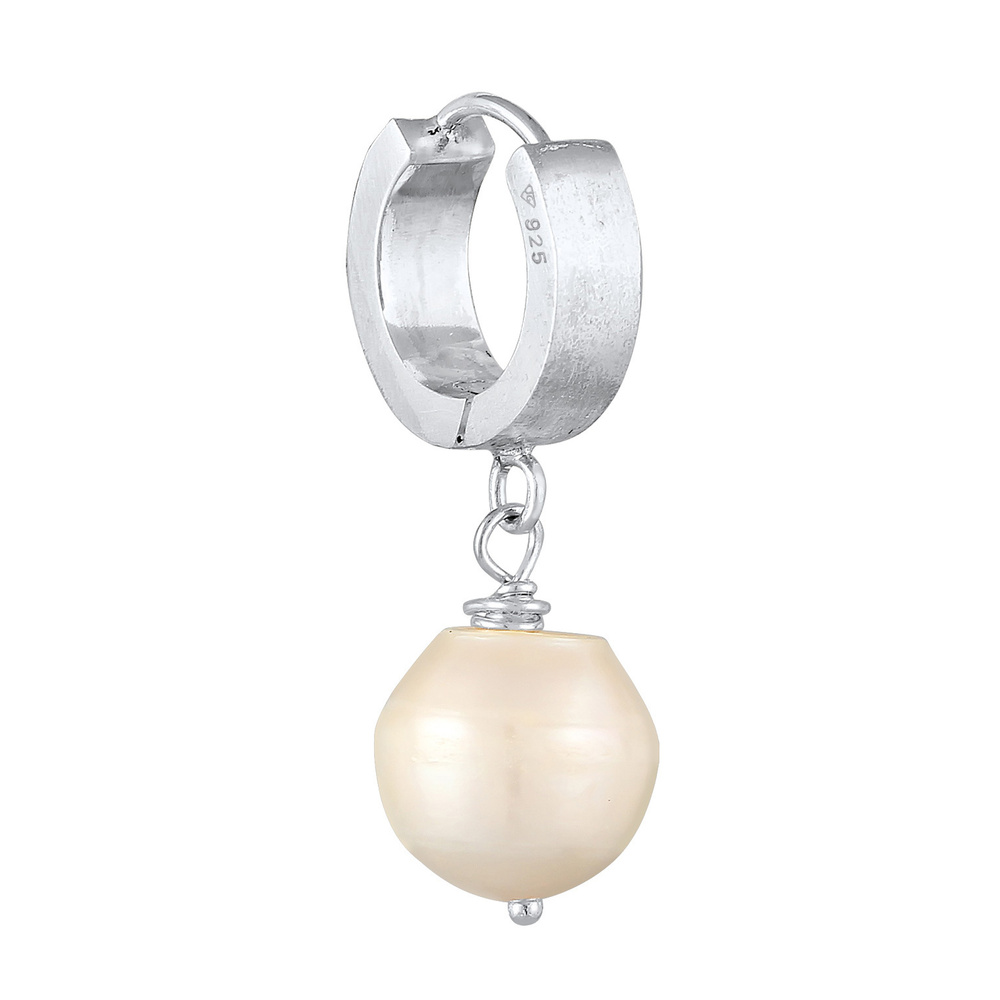 KUZZOI KUZZOI Boucles d'Oreilles Créole pour homme Single Piece avec perle d'eau douce e Boucles d'oreilles