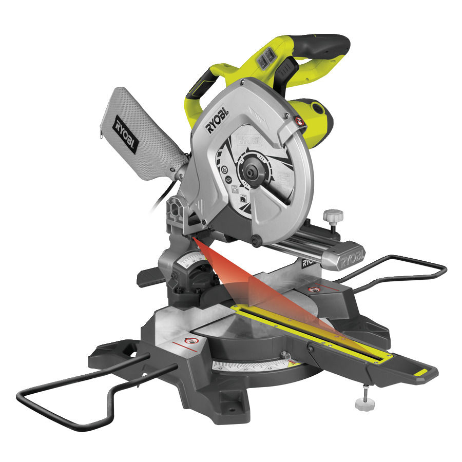 Sierra ingletadora Ryobi 5133001202 EMS254L, 2000 vatios, 254 mm